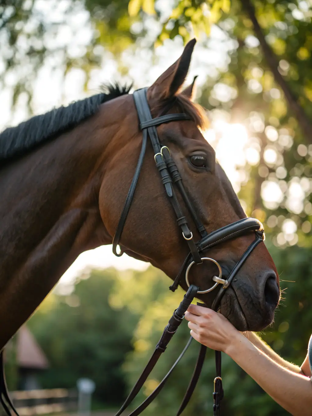 A rider experiencing a peaceful moment with their horse in a serene natural setting, emphasizing the therapeutic benefits of equestrian activities.